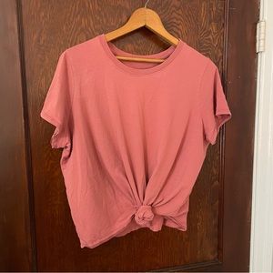 XXL Madewell Tie Front Tee Coral